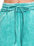Acid Wash Fleece Drawstring Shorts With Pockets DJPT