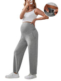 Solid Color Pockets Over The Belly Comfy Loose Wide Leg Cozy Casual Daily Trousers Maternity Yoga Workout Pants Maternity