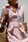 Button Up Three-Quarter Sleeve Dress DJPT