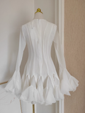 Sheath Scoop Neckline White Long Sleeves Short Homecoming Dresses Birthday Outfits SD369