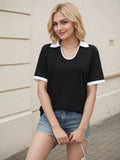 Neck Short Sleeve Top DJPT