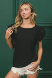 Birdseye Texture Layered Ruffle Top DJPT