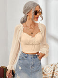 Sweetheart Neck Flounce Sleeve Top DJPT