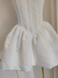 A Line Straps White Satin Vacation Dresses Short Birthday Dress SD238