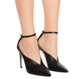 Black And White Fashion Ankle Strap With Fine High Heel Women's Banquet Large-Size Single Shoes Chengdu High Quality Shoes