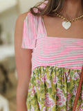 Square Neck Tie Shoulder Mini Dress DJPT