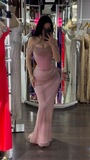 Off-shoulder Sleeveless Mermaid Satin Long Evening Prom Dresses SD1582 HZ0628