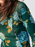 Print Mock Neck Long Sleeve Top DJPT