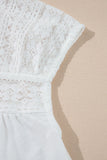 Lace Patchwork Square Neck Short Sleeve Blouse DJPT