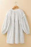 Plaid Notched Balloon Sleeve Mini Dress DJPT