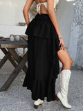 High-Low Ruched Layered Skirt DJPT