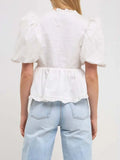 Sleeve Peplum Blouse DJPT