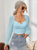 Sweetheart Neck Flounce Sleeve Top DJPT