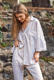 & Dani Solid Sparkling Shimmer Pocket Button Front Shirt DJPT