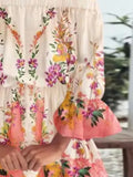 Size Floral Off-Shoulder Flounce Sleeve Mini Dress Plus Size DJPT