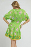 Floral Print Tie Waist Short Sleeve Dress DJPT