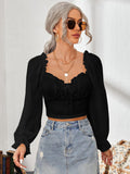 Sweetheart Neck Flounce Sleeve Top DJPT