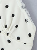 Dot Halter Mini Dress with Lace Trim DJPT