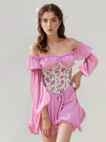 Lace Up Long Sleeve Mini Dress DJPT
