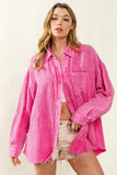 Raw Edge Detailed Mineral Washed Loose Fit Shirt DJPT