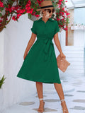 Tie Waist Short Sleeve Dress DJPT