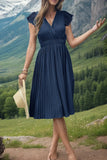 Tied Smocked Waist Flutter Sleeve Dress DJPT