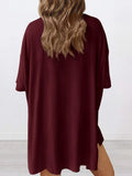 Size Oversized Slit Round Neck Top and Shorts Lounge Set Plus Size DJPT