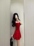 A line Straps Short Red Cocktail Dresses Birthday Outfits SD546