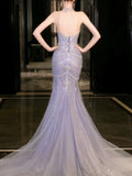 Mermaid Off The Shoulder Blue Tulle Silver Beads Long Prom Dresses Formal Evening Dress SD1399 HZ0628