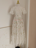 A line V Neckline Lace Tulle Floral Dinner Party Dresses Birthday Outfits SD390
