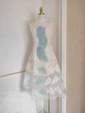 A line Ivory Blue Lace Party Dress Holiday Birthday Outfits For Women SD366