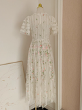 A line V Neckline Lace Tulle Floral Dinner Party Dresses Birthday Outfits SD390