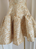 Ball Gown Strapless Travel Vacation Dresses Short Satin Gold Birthday Dress SD321