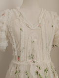 A line V Neckline Lace Tulle Floral Dinner Party Dresses Birthday Outfits SD390