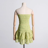 Sheath Strapless Blue Lace Vacation Dress Short Birthday Dresses SD173