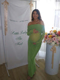 Mesh Patchwork Ruched Off Shoulder Cut Out Elegant Cocktail Party Gown Sheer Maternity Photoshoot Baby Shower Maxi Dress Maternity