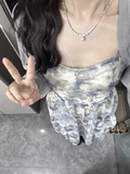 Retro A Line Spaghetti Straps Floral Ruffles Party Beach Dresses Birthday Outfits SD551