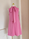 A line High Neckline Pink Satin Short Homecoming Dresses Birthday Outfits SD368 HZ0628