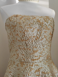 Ball Gown Strapless Travel Vacation Dresses Short Satin Gold Birthday Dress SD321