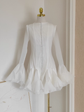Sheath Scoop Neckline White Long Sleeves Short Homecoming Dresses Birthday Outfits SD369
