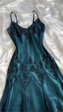 Mermaid Spaghetti Straps Floor Length Beads Evening Dress Prom Dresses SD1602 HZ0628