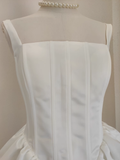 A Line Straps White Satin Vacation Dresses Short Birthday Dress SD238