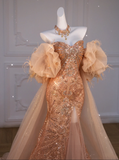Mermaid Off The Shoulder Slit Sequin Long Party Dress Prom Dresses SD1815 HZ0628