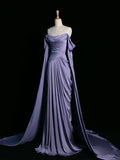 A Line Off The Shoulder Satin Prom Dresses Long Evening Gown Formal Party Dress SD2199