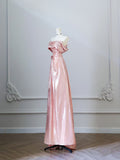 A Line Off The Shoulder Sequin Pink Long Prom Dresses Evening Gowns S3813