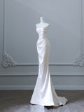 Mermaid Strapless Long Wedding Dresses With Sleeves Brides Dress S3816