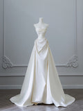 Mermaid Strapless Long Wedding Dresses With Short Sleeves Brides Dress S3817