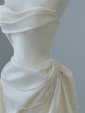 Mermaid Strapless Long Wedding Dresses With Short Sleeves Brides Dress S3817 HZ0628