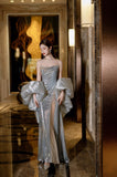 Mermaid Spaghetti Straps Silver Sequin Long Prom Dresses Evening Gowns S3825