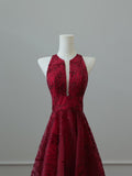 High Low Burgundy Sequin Long Prom Dresses Evening Gowns S3840